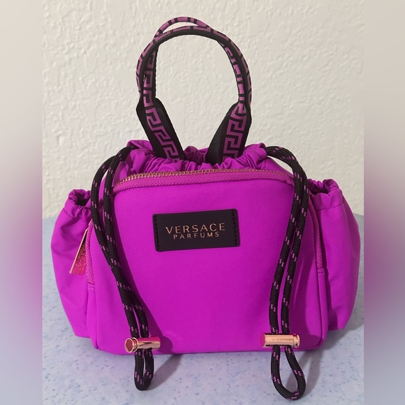 Versace Parfums Cosmetic Make Up Bag Case Purse Purple Color